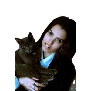 Young Woman With Dark Hair Cuddling Her Gray Cat On A Cozy Chair Indoors. 14666 - Cat PNG image with transparent background